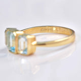 Ellibelle Jewellery Art Deco Style Topaz 9ct Gold Bezel Trilogy Ring