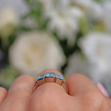 Ellibelle Jewellery Art Deco Style Topaz 9ct White Gold Bezel Trilogy Ring