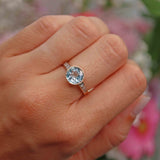 Ellibelle Jewellery Art Deco Style Topaz & Diamond 9ct Gold Bezel Ring