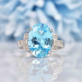 Ellibelle Jewellery Art Deco Style Topaz & Diamond 9ct White Gold Dress Ring