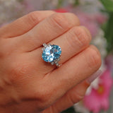 Ellibelle Jewellery Art Deco Style Topaz & Diamond 9ct White Gold Dress Ring
