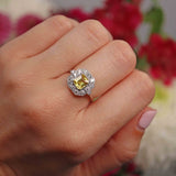 Ellibelle Jewellery Art Deco Style Yellow Sapphire & Diamond Engagement Ring