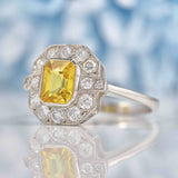 Ellibelle Jewellery Art Deco Style Yellow Sapphire & Diamond Engagement Ring