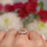 Ellibelle Jewellery Art Deco Style Yellow Sapphire & Diamond Engagement Ring