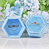 Ellibelle Jewellery Art Deco Synthetic Ruby & Diamond Trilogy Bezel Ring