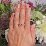 Ellibelle Jewellery Art Deco Synthetic Ruby & Diamond Trilogy Bezel Ring