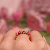 Ellibelle Jewellery Art Deco Synthetic Ruby & Old Cut Diamond 18ct Gold Bezel Ring