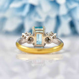 Ellibelle Jewellery Art Deco Zircon & Diamond Gold Three-Stone Ring