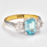 Ellibelle Jewellery Art Deco Zircon & Diamond Gold Three-Stone Ring
