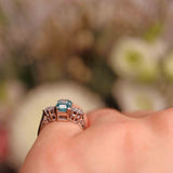 Ellibelle Jewellery Art Deco Zircon & Diamond Gold Three-Stone Ring