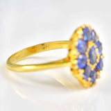 Ellibelle Jewellery Blue Sapphire & Diamond Yellow Gold Flower Cluster Ring