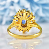 Ellibelle Jewellery Blue Sapphire & Diamond Yellow Gold Flower Cluster Ring