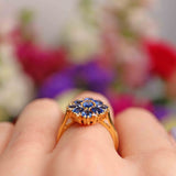 Ellibelle Jewellery Blue Sapphire & Diamond Yellow Gold Flower Cluster Ring