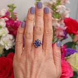 Ellibelle Jewellery Blue Sapphire & Diamond Yellow Gold Flower Cluster Ring
