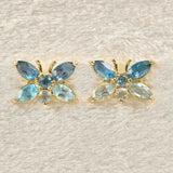Ellibelle Jewellery Blue Topaz 9ct Gold Butterfly Stud Earrings