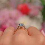 Ellibelle Jewellery Blue Topaz & Diamond 9ct Gold Panel Ring
