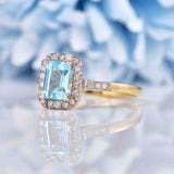Ellibelle Jewellery Blue Topaz & Diamond 9ct Gold Panel Ring