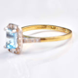 Ellibelle Jewellery Blue Topaz & Diamond 9ct Gold Panel Ring
