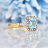 Ellibelle Jewellery Blue Topaz & Diamond 9ct Gold Panel Ring