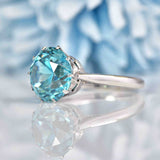 Ellibelle Jewellery Blue Zircon 9ct White Gold Solitaire Ring