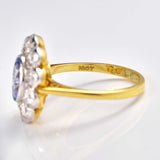 Ellibelle Jewellery Ceylon Sapphire & Diamond 18ct Gold Daisy Cluster Engagement Ring