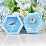 Ellibelle Jewellery Ceylon Sapphire & Diamond 18ct Gold Daisy Cluster Engagement Ring