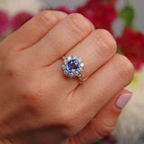 Ellibelle Jewellery Ceylon Sapphire & Diamond Platinum Cluster Ring