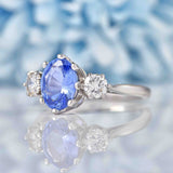 Ellibelle Jewellery Ceylon Sapphire & Diamond White Gold Three Stone Engagement Ring