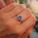 Ellibelle Jewellery Ceylon Sapphire & Diamond White Gold Three Stone Engagement Ring