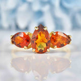 Ellibelle Jewellery Citrine 9ct Gold Pear-Shaped Trilogy Ring