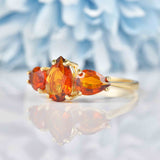 Ellibelle Jewellery Citrine 9ct Gold Pear-Shaped Trilogy Ring