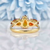 Ellibelle Jewellery Citrine 9ct Gold Pear-Shaped Trilogy Ring