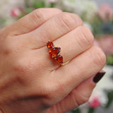 Ellibelle Jewellery Citrine 9ct Gold Pear-Shaped Trilogy Ring