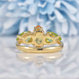 Ellibelle Jewellery Citrine & Peridot 9ct Gold Pear-Shaped Trilogy Ring