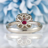 Ellibelle Jewellery Cushion-Shaped Ruby & Diamond Platinum Engagement Ring