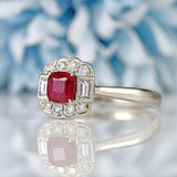 Ellibelle Jewellery Cushion-Shaped Ruby & Diamond Platinum Engagement Ring