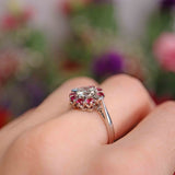 Ellibelle Jewellery Diamond & Ruby 18ct White Gold Cluster Engagement Ring (0.92cts)