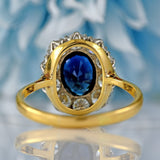 Ellibelle Jewellery Early 20th Century Sapphire & Diamond 18ct Gold Platinum Cluster Ring (1.80cts)