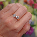 Ellibelle Jewellery Edwardian 18ct Gold Diamond Double Daisy Crossover Ring