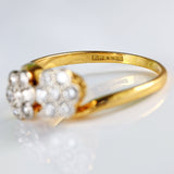Ellibelle Jewellery Edwardian 18ct Gold Diamond Double Daisy Crossover Ring