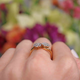 Ellibelle Jewellery Edwardian 18ct Gold Diamond Double Daisy Crossover Ring