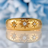 Ellibelle Jewellery Edwardian 18ct Gold Old Cut Diamond Star-Set Gypsy Ring