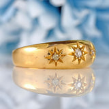 Ellibelle Jewellery Edwardian 18ct Gold Old Cut Diamond Star-Set Gypsy Ring