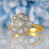 Ellibelle Jewellery Edwardian 18ct Gold & Platinum Diamond Daisy Cluster Ring