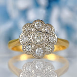Ellibelle Jewellery Edwardian 18ct Gold & Platinum Diamond Daisy Cluster Ring