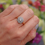 Ellibelle Jewellery Edwardian 18ct Gold & Platinum Diamond Daisy Cluster Ring