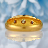 Ellibelle Jewellery Edwardian 1905 Three-Stone Diamond 18ct Gold Starburst Gypsy Ring