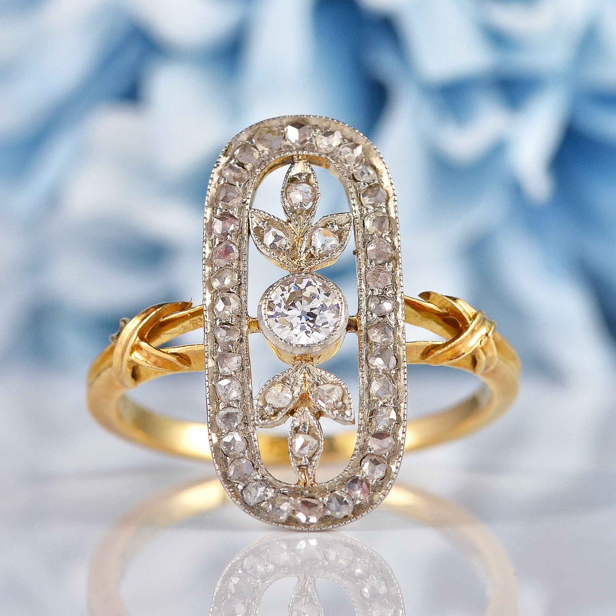 Antique Edwardian Diamond 18ct Gold Platinum Engagement Ring