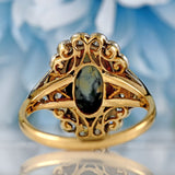 Ellibelle Jewellery Edwardian Black Opal & Diamond 18ct Gold Platinum Cluster Ring