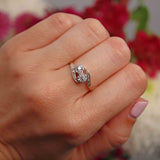 Ellibelle Jewellery Edwardian Diamond 18ct Gold & Platinum Crossover Ring